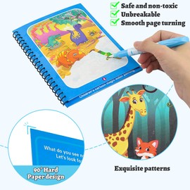 Water Colouring Books for Children, Pack of 6, Magic Water Colouring Book, Water Drawing Book, Magic Water Colouring Book with 6 Water Pens, Colouring Book, Children from 3 Years, Reusable, Portable