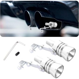 2PCS Car Turbo Whistle - Aluminum Alloy Car Exhaust Whistle with Cool Turbo Sound - Universal XL Size Car Exhaust Sound Booster Turbo Whistles for Your Exhaust System (Black) - Color: Silver