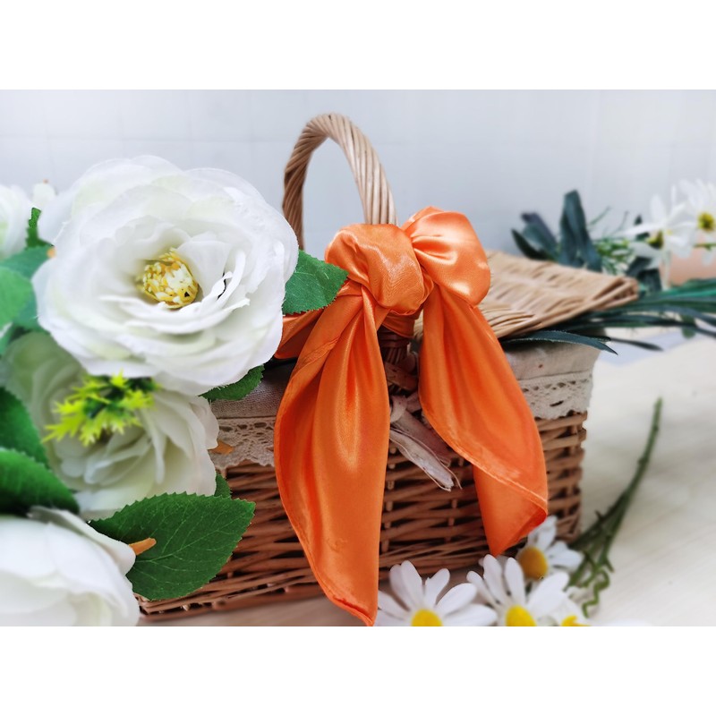 1 Piece of Orange Square Satin Scarf Wrap Neck Scarf