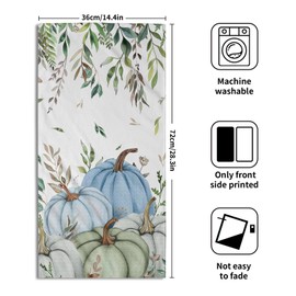 Fall Blue Pumpkin Hand Towels Set of 2 Autumn Harvest Bathroom Towel Soft Absorbent Kitchen Hotel Spa Gym Towel Thanksgiving Decor Gifts