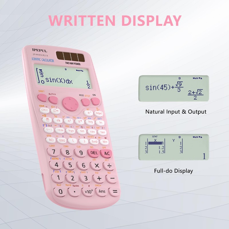 Scientific Calculators, IPepul Pink Math Calculator with 417 Function, Solar