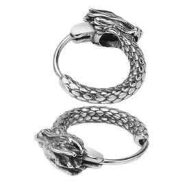 SAFIGLE 2 Pairs Men's Fashion Statement Earrings Dragon Hoop Earrings Ethnic Design for Various Outfits