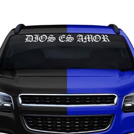 Sticky Creations Dios ES Amor Decal Sticker Windshield Window Vinyl Graphic Banner Rear Back Car Truck SUV Vehicle Fe Cristiana Christian Faith 36"x4.25"+ (Font-Old English Caps)