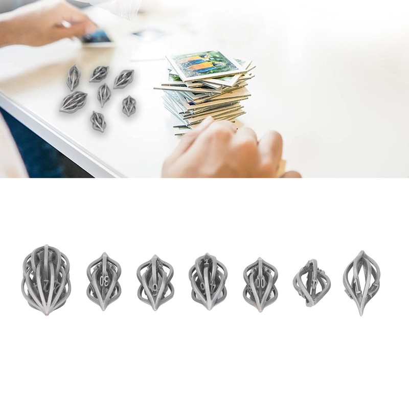 7pcs Hollow Metal Dice Set Retro Exquisite Polyhedral Dice Role