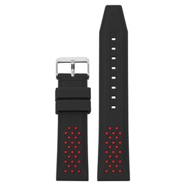 StrapsCo Contrasting Perforated Silicone Rubber Quick Release Watch Band Strap - Black & Red - 20mm