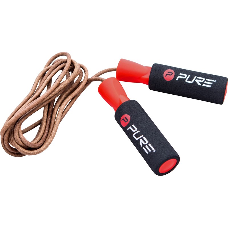 Pure2Improve - Springseil aus Leder, Fitnessseil zum Springen, Schwarz/Rot, P2I201200
