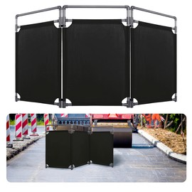 3 Panels Safety Barricade, 5.8FT Removable Foldable Security Gates Barrier with Heavy Duty PVC Frame, Black Color Easier to Identify, Barricade for Indoor and Outdoor Use(Black)