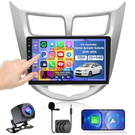 【2+64GB】 Fuluku for Hyundai Verna Accent Solaris 2010-2016 Android Car Stereo 9" Touch Screen with Wireless Carplay Android Auto, Radio Dash Kit GPS Navigation WiFi Bluetooth SWC Mirror Link