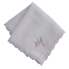 Sofisti Initial Lace Towel Handkerchief White Ladies Ladies Hand Towel Approx. 10.6 inches (27 cm) (M)