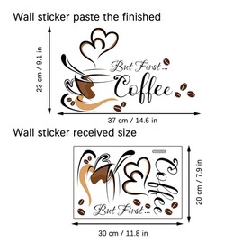 duoyif Wall Sticker Coffee Cup Coffee Cup Wall Sticker Coffee Cup Wall Sticker for Kitchen Dining Room Office Cafe Decoration Coffee Shop Wall Art (a)