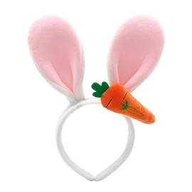 Easter Headbands for Women Men Fluffy Rabbit Ears Hair Bands Cute Bunny Carrot Headband Large Bunny Ear Hair Hoops White Downy Headwear Easter Party Hair Band Festival Holiday Hair Accessories 1Pcs