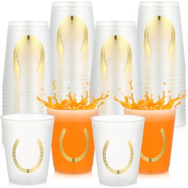 100 Pack 16 oz Derby Plastic Cups Bulk, Frosted Horse Racing Disposable Plastic Cups for Derby Party Horse Race Birthday Baby Shower Party Beer Beverage Ice Cream Snacks Decoration