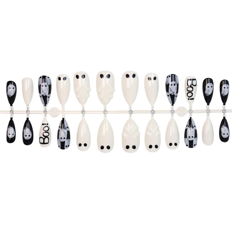 30Pcs Halloween Press on Nails Medium Almond Fake Nails with