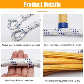 4 Steps Boat Rope Ladder, Portable Outdoor Climbing Rope Boarding Ladder for Inflatable Boat, Kayak, Motorboat, Canoeing, Assist Boat, Sailboat, Jet Skis