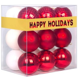 GameXcel 36Pcs Christmas Balls Ornaments for Xmas Tree - Shatterproof Christmas Tree Decorations Large Hanging Ball Red & White 2.5" x 36 Pack