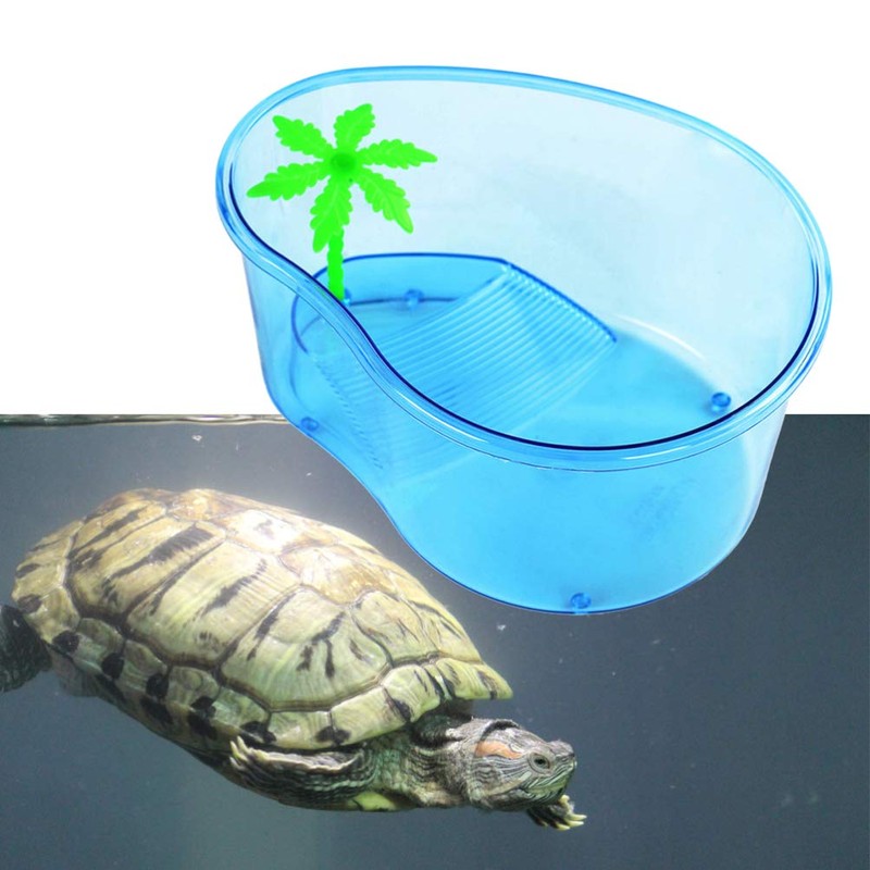 POPETPOP Turtle Lagoon-Small Turtle Habitat with Plastic Wwamp Trees-Turtle Live