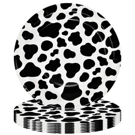 16P Jungle Safari Animal Party Cow Print Paper Plates 9 inch,Jungle Animal Party Paper Plates,Jungle Theme Party Tableware Decorations Set for Kids Jungle Safari Reptile Party Supplies