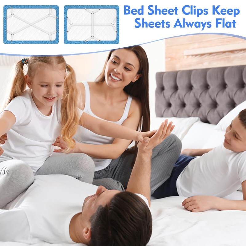 ZAOHUI 2 Pcs Bed Sheet Clips for Bedding, Adjustable Length