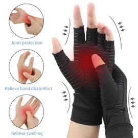 Compression Gloves, Feimvbe Copper Arthritis Gloves Can Relieve Joint Pain, Carpel Tunnel, Rheumatoid Arthritis, Swelling and Fatigue Symptoms, Hand Brace Support for Women and Men (XL)