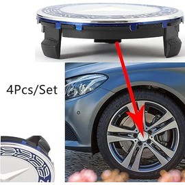 Kayserena Mercedes Centre Caps 4Pcs/Set OEM Size Replacement for Be-nz Wheel Center Hub Caps Caps 75mm/2.95'' (Blue)