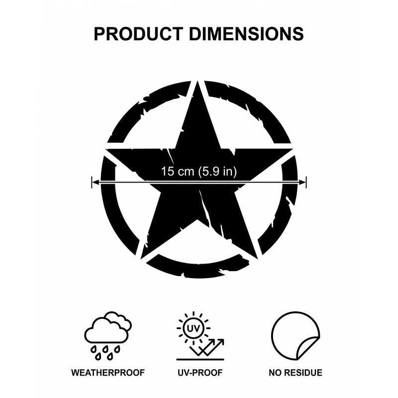YIPFEN Star Car Stickers, Set of 2, Black, 15 cm,