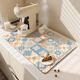 Coffee Bar Mat Rubber Dish Drying Mat For Kitchen Counter Coffee Mat for Home Bar Gift Kitchen Mat Coffee Bar Accessories Decorative Coffee Shop Chocolate Dish Drying Pad 18" X 24"