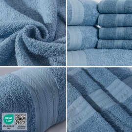 nice homeit - Set of 6 Flannels 30 x 30 cm - Mini Hand Towels for Face and Guests 100% Cotton Soft Absorbent Washable - for Bathroom, Kitchen, Makeup and Travel - Made in Italy (Blue)