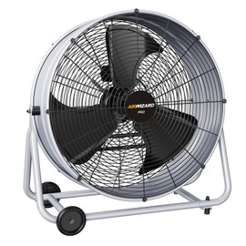 AIRWIZARD Pro Series 24 inch Industrial Drum Fan, 300W High Velocity 10200CFM Heavy Duty Powerful Metal Floor Fan, 3 Speeds, Tiltable 360, for Garage, Barn, Shop, UL Listed