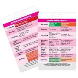 Antepartum Non Stress Test Reference Vertical Badge Card - Excellent Resource for Nurses, Nursing Clinicals, and RN Students - Great Nursing School Supplies and Accessories