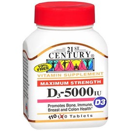 21st Century D3-5000 IU Tablets Maximum Strength Tablets - 110 ct, Pack of 5