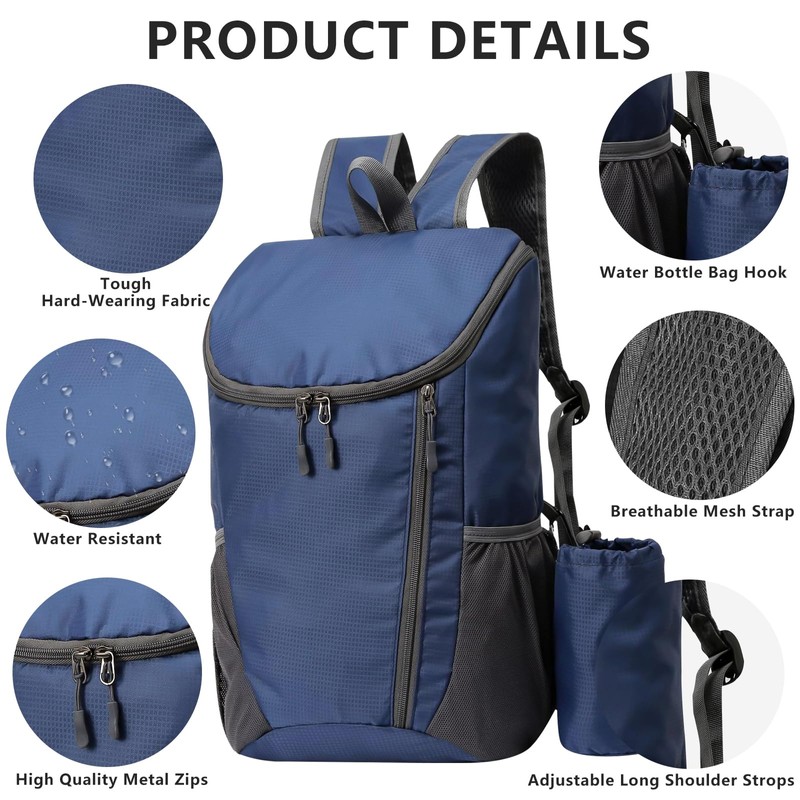 Yoolly Lightweight Foldable Backpack, Small Hiking Rucksack, Waterproof Packable Backpack