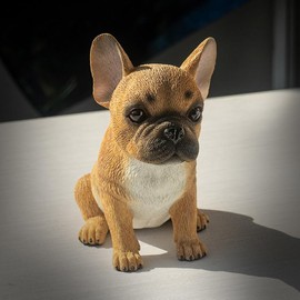 SUMMIT COLLECTION Gifts Adorable French Bulldog Puppy Statue Realistic Decorative Dog Fawn and White Home Decor Polyresin Figurine Dog Lovers Gift 6.25" H