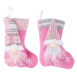 STOBOK Pack of 2 Christmas Stocking for Hanging Santa Stocking Plush Gnome Gift Bag Gnomes Figures Santa Boots for Filling Christmas Decoration Christmas Tree Decoration Pink
