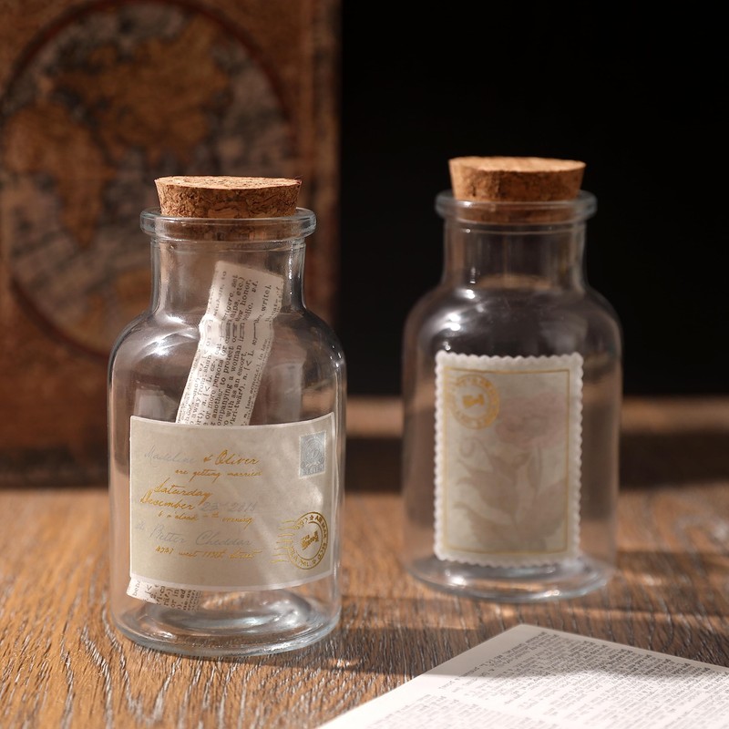 Magic Season Decorative Glass Bottles with Cork Stoppers (5 fl