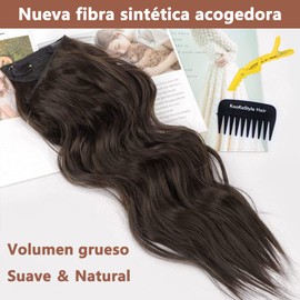 WEEZOO Extensiones de Cabello Ondulado 18 Pulgadas, 2 Pelucas para Mujer Cabello Natural con Extensiones Invisibles para un Aspecto Natural y Cómodo de Llevar, Extraíbles y Reutilizables.(Marrón-negro)