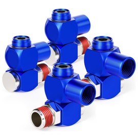 TAILONZ PNEUMATIC Red 1/4 Inch Air Tool Screw Fitting 360 Degree Rotating Air Hose Connector Industrial Rotatable Portable Air Tool Adapter (Pack of 4)