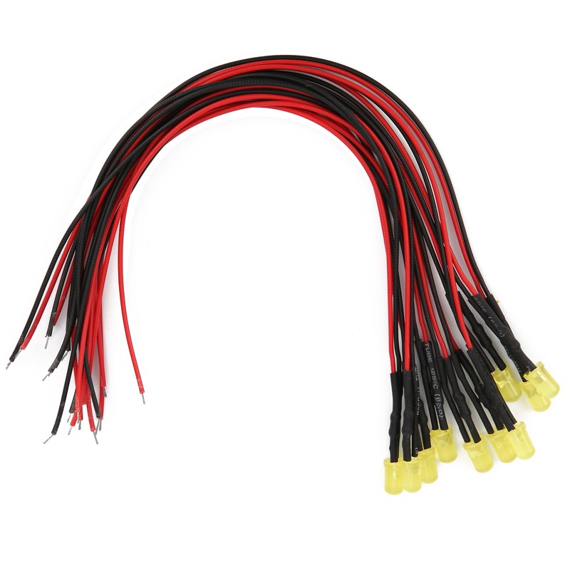 100pcs 12V Clear 5mm Prewired Light Emitting Diodes with 20cm