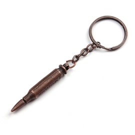 Komonee Bronze Military Bullet Key Chain Firearm Cartridge Key Ring Gun Shell Keychain Keyring