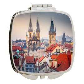 Island Gifting - Image of a Picturesque Prague at Sunset in Czech Republic - Square Compact Mirror - Travel Mirror