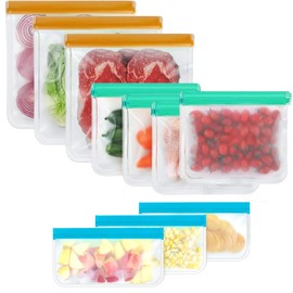 SHUOGUO Reusable Silicone Bags Dishwasher Safe,10Pack Reusable Bags, BPA Free Reusable Food Storage Bags for Candy, Snack, Cereal, Travel Items, Home Organization