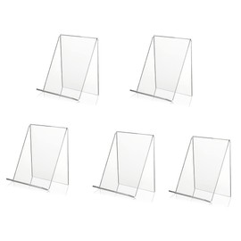 Pack of 5 Transparent Acrylic Bookends, Acrylic Bookshelves Support, Menu Sheet Brochure Poster Brochure Magazine Table Sign Display Stand Goods Support Goods Carrier Display