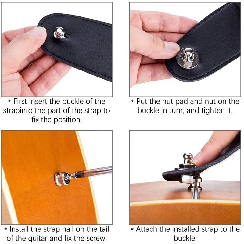 AIMALL Buttons Straplocks Bass Replacement Strap Locks Electric Acoustic Guitar