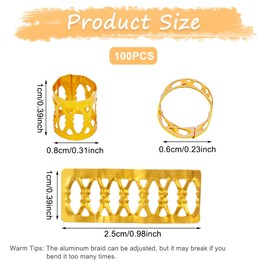 ACWOO Spiral Dreadlocks Hair Beads, 100Pcs Metal Hair Cuffs Hair Braid Rings Clips Pendants Hair Cuffs Braid Decoration, Hair Dreadlocks Accessories for Gril Women Men Hip Hop Party Music Festival