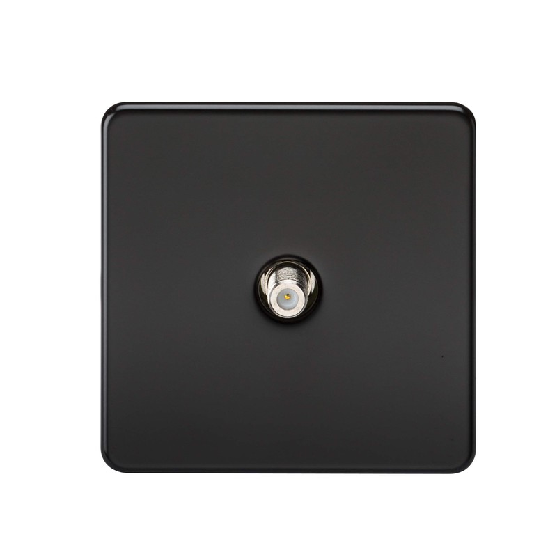 Knightsbridge SF0150MB (Non-Isolated) Screwless 1-Gang Sat Tv Outlet, Matt Black