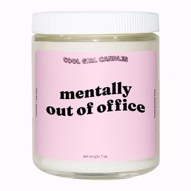 Cool Girl Candles | Mentally Out of Office Cotton + Vanilla Scented Candle Coworker Gift Going Away for Her Sister Best Friend BFF Funny Birthday Gifts for Coworker Moving Office Decor Aesthetic Cute
