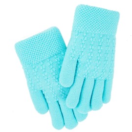 Kids Blue Gloves Winter Warm Gloves for Boys Girls Knitted Gloves Thermal Fleece Lined Mittens 1 Pair Light Blue 5-12 Years