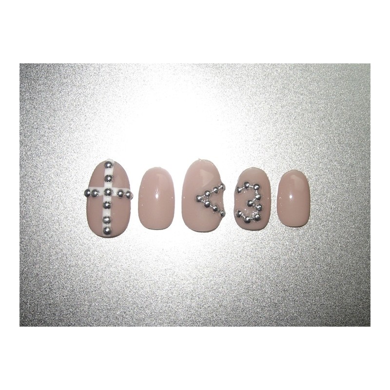 [Self-produced] Heart Silver Ball Nail - Malkang Full Tip Oval