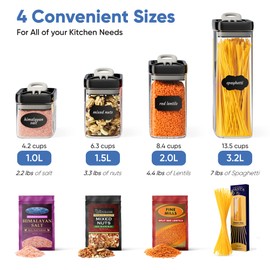 Chef's Path Airtight Food Storage Containers Set for Home Organization - 7 Piece Largest Flip Lock Set w/more Capacity - BPA Free Plastic Dry Food Storage Containers with Lids