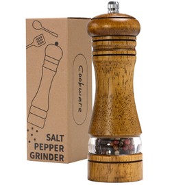 M JINGMEI Wood Salt and Pepper Grinder, Salt Grinder and Pepper Mill, Oak Wood Shakers with Adjustable Ceramic Grinders - 6 inches, 1 Pack