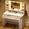 COMHOMA Vanity Desk with Lighted Mirror and Power Outlet, RGB
